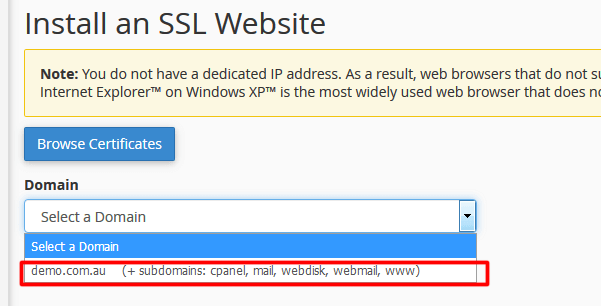 SSL Install cPanel
